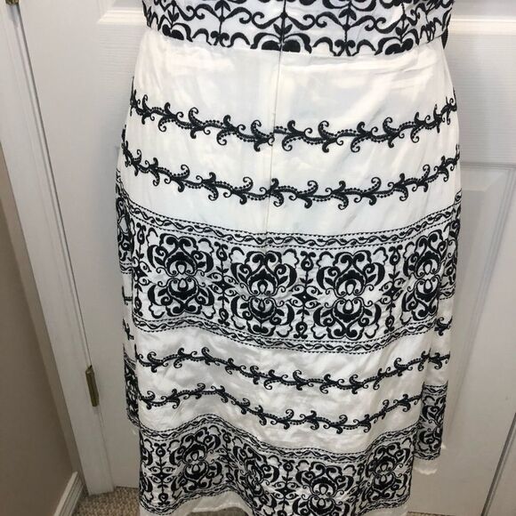 WHBM black white strapless belt sash dress size 6 - Picture 11 of 14